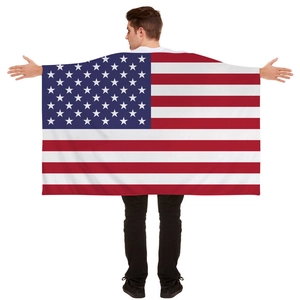 Lightweight USA flag cape shawl for sports fans and celebrations made of polyester
