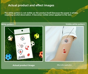 Detail von weißer Tinte WM Japan Fußball Tattoo EC-918 mit Arm-Demo auf grünem Grund