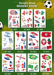Macro view of national flag temporary tattoos for football fans featuring national team colors