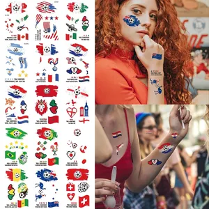 World Cup temporary tattoos with national flags and soccer designs for face and body