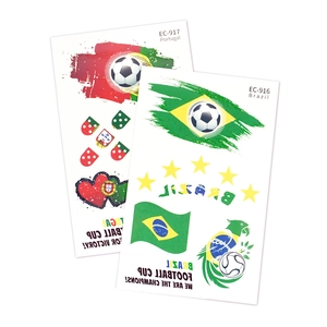 Temporary football tattoos featuring Brazil and Portugal flag designs for fans