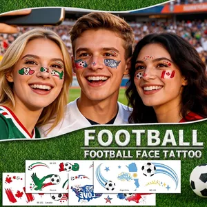 Soccer Football World Cup Face Temporary Tattoos National Flag Waterproof Stickers Fan Cheering Party Decor