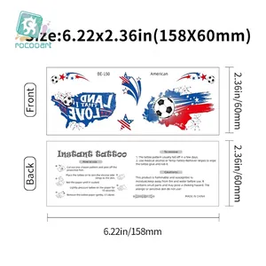USA flag football temporary tattoo stickers 158x60mm for fan cheering and party events
