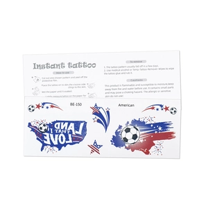 USA flag style temporary soccer tattoo set with stars and patriotic motifs for fans