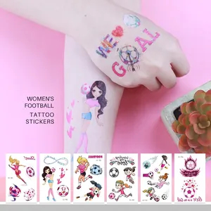 Girls Soccer Temporary Tattoo Stickers Waterproof Cartoon Football Player Body Art For Kids Sports Party Favors
