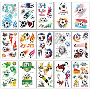 15 sheets of waterproof soccer temporary tattoos with trophies and player designs for kids