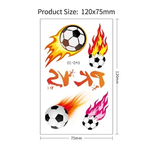 Waterproof flame football temporary tattoo stickers for fans, size 120x75mm sheets