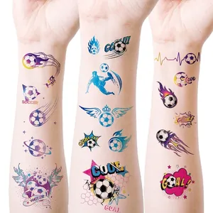 Glitter Football Temporary Tattoo Stickers Waterproof Soccer Sports World Cup Theme For Kids Fans Body Art