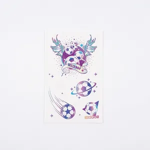 Waterproof glitter soccer temporary tattoos for kids featuring dynamic cartoon football designs
