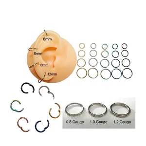 316 Stainless Steel Hinged Segment Ring Nose Ear Lip Piercing Body Jewelry Hoop Clicker Minimalist Style Unisex