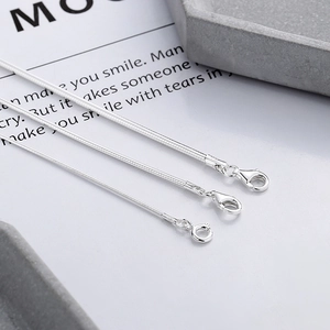 S925 sterling silver snake bone chain necklaces with lobster and spring clasps