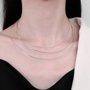 Minimalist S925 sterling silver neck wire set with layered snake chain style
