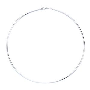 Minimalist S925 sterling silver round snake bone chain necklace with S-hook clasp