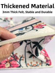 Detail showing 3mm thick felt material for durable and sturdy felt handbag construction