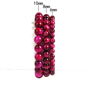 Red tiger eye bead bracelet set showing 10mm 8mm and 6mm sizes with cat eye effect