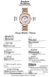 Spécifications de taille pour montre GEDI femme en acier avec cadran de 40 mm