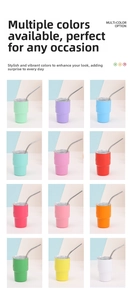 Collection of 3oz double-wall stainless steel mini cups in twelve vibrant colors with straws