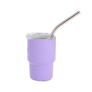 Purple 3oz stainless steel insulated mini tumbler with straw and clear seal lid