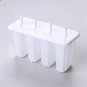 Moule à glace en plastique blanc 4 cavités DIY cuisine maison sorbetière pour desserts d'été.