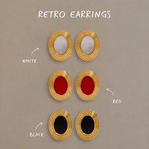 Retro Oval Mother Of Artificial Pearl Stud Earrings For Women Vintage Elegant Stainless Steel Hypoallergenic Jewelry Gift