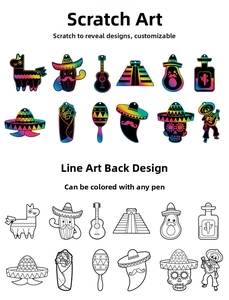 Set de tarjetas de rascar para niños con diseño de arcoíris y reverso para colorear