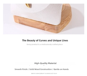 Detail of solid wood jewelry display base with polished white leather and gold leaf ornament
