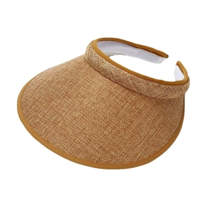 Women's woven sun visor hat in natural brown for outdoor beach UV protection