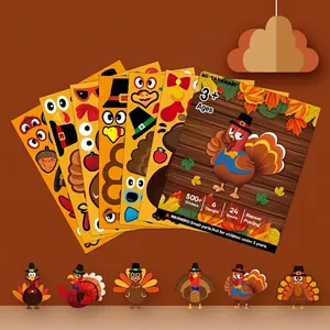 Thanksgiving turkey sticker set with 500+ pieces for kids DIY face decorations