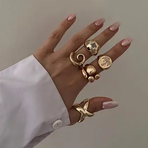 Minimalist Irregular Glossy Ring Waterproof Hypoallergenic Stainless Steel Organic Liquid Metal Design Fashion Aesthetic Jewelry