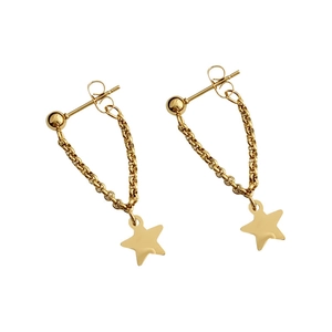 Boucles d'oreilles pendantes étoile en titane plaqué or 18 carats pour femme