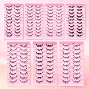 False Eyelashes Synthetic Fiber Transparent Fishing Line Band Natural Cross Long Voluminous Cosplay Makeup Black