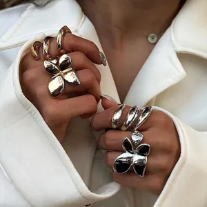 Spiral Ring Stainless Steel 18K Gold Plated Three Layer Spring Shape Chunky Smooth Minimalist Band Fashion Jewelry