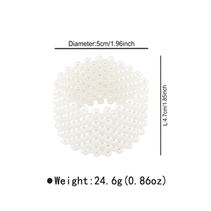 Detailed view of multi-layer stretch pearl bracelet with dimensions 5cm diameter and 24.6g weight