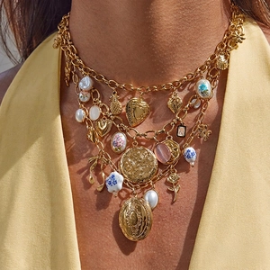 Collier Multicouche Acier Inoxydable Médaillon Coeur Pendentif Künstliche Perles Céramique Künstliche Perle Imitation Rétro Bijoux Femme