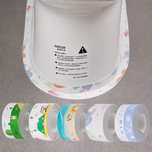 Detail of waterproof adhesive sealing tape with five floral patterns for kitchen sinks