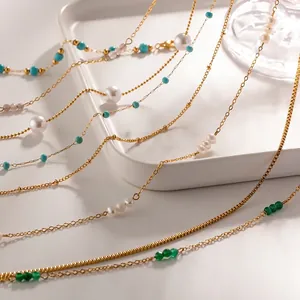 Stainless Steel Necklace 18K Gold Plated Artificial Pearl Ins Style Trendy Elegant Jewelry For Women Daily Wear