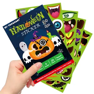 Halloween Pumpkin Stickers DIY Expression Craft Stickers Waterproof Removable Party Decals For Kids Holiday Craft Games