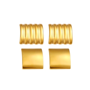 Minimalist 18K gold-plated stainless steel square stud earrings in modern geometric style
