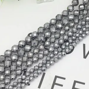 Natural Terahertz loose beads with 64 faceted finish in various sizes for jewelry making