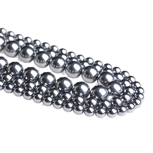 Polished metallic grey terahertz beads in various sizes for DIY jewelry making