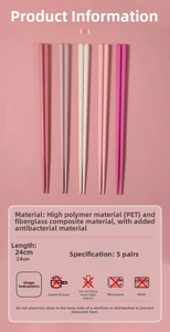 Details zu hitzebeständigen PET-Glasfaser-Essstäbchen im rosa Farbverlauf-Set