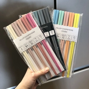 Antibakterielle Legierung Essstäbchen Hitzebeständig Rutschfest Macaron Morandi Farben Spülmaschinenfest Haushalt Küche
