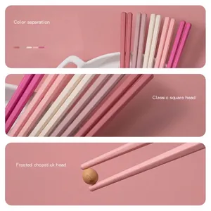 Bunte rutschfeste hitzebeständige Essstäbchen aus Legierung in Rosa und Beige Tönen