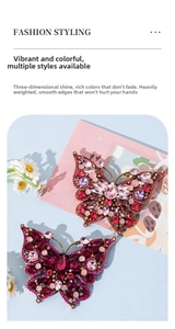 Macro detail of luxury butterfly brooch with colorful crystals and rhinestones