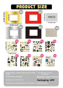 Kids Christmas DIY photo frame kit with 24 colored cardboards and festive stickers