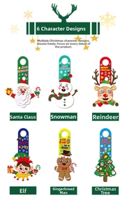 DIY Christmas hanging tags set featuring Santa, Snowman, and Reindeer felt decorations
