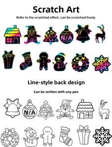 Detailed view of double-sided Christmas scratch art cards with 12 festive holiday shapes