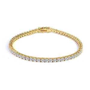 Elegante bracciale tennis finitura oro con una fila di scintillanti zirconi cubici