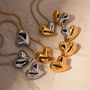 Exaggerated Large Heart Stud Earrings Stainless Steel 18K Gold Plated INS Style Mirror Polished Trendy Jewelry For Women