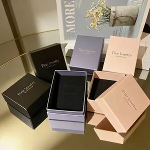 Jewelry Gift Box Paper Packaging Case With Sponge For Necklace Earrings Ring Elegant Minimalist Wedding Birthday Business